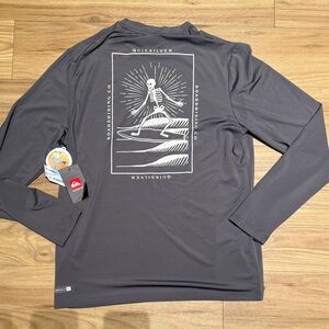 Quiksilver STEEL Gray Long Sleeve Shirt MENS MEDIUM NWT performance shirt